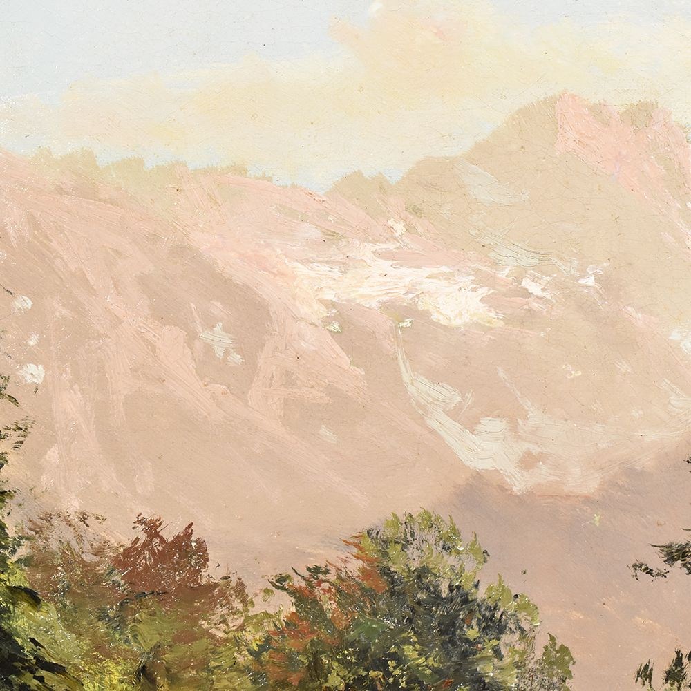 QP261 antique painting mountain landscape painting nature painting XIX century.jpg